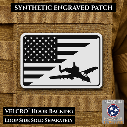 A-10 Warthog American Flag Morale Patch, 2x3" | Made in USA | VELCRO® Brand Hook Backing