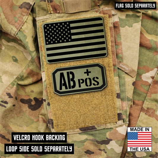 AB Positive Blood Type Patch – Engraved Synthetic Material 1.25" x 2.5" Hook & Loop | 24 Color Options