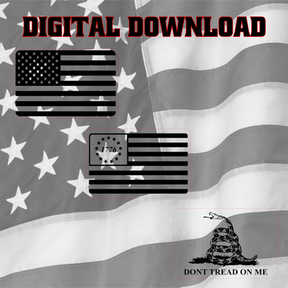 American Flag Patch Set Engraving Digital Files Download, 3 Flags