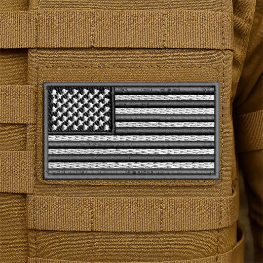 Tactical Gray American Flag Embroidered Morale Patch