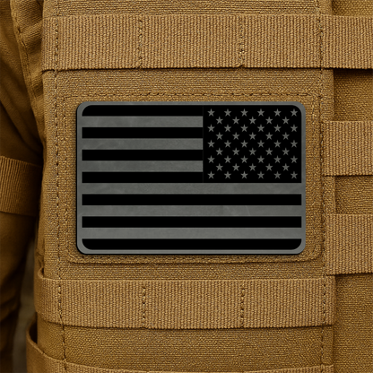 Reversed American Flag Tactical Engraved Patch 2"x3" Hook & Loop | Made in USA