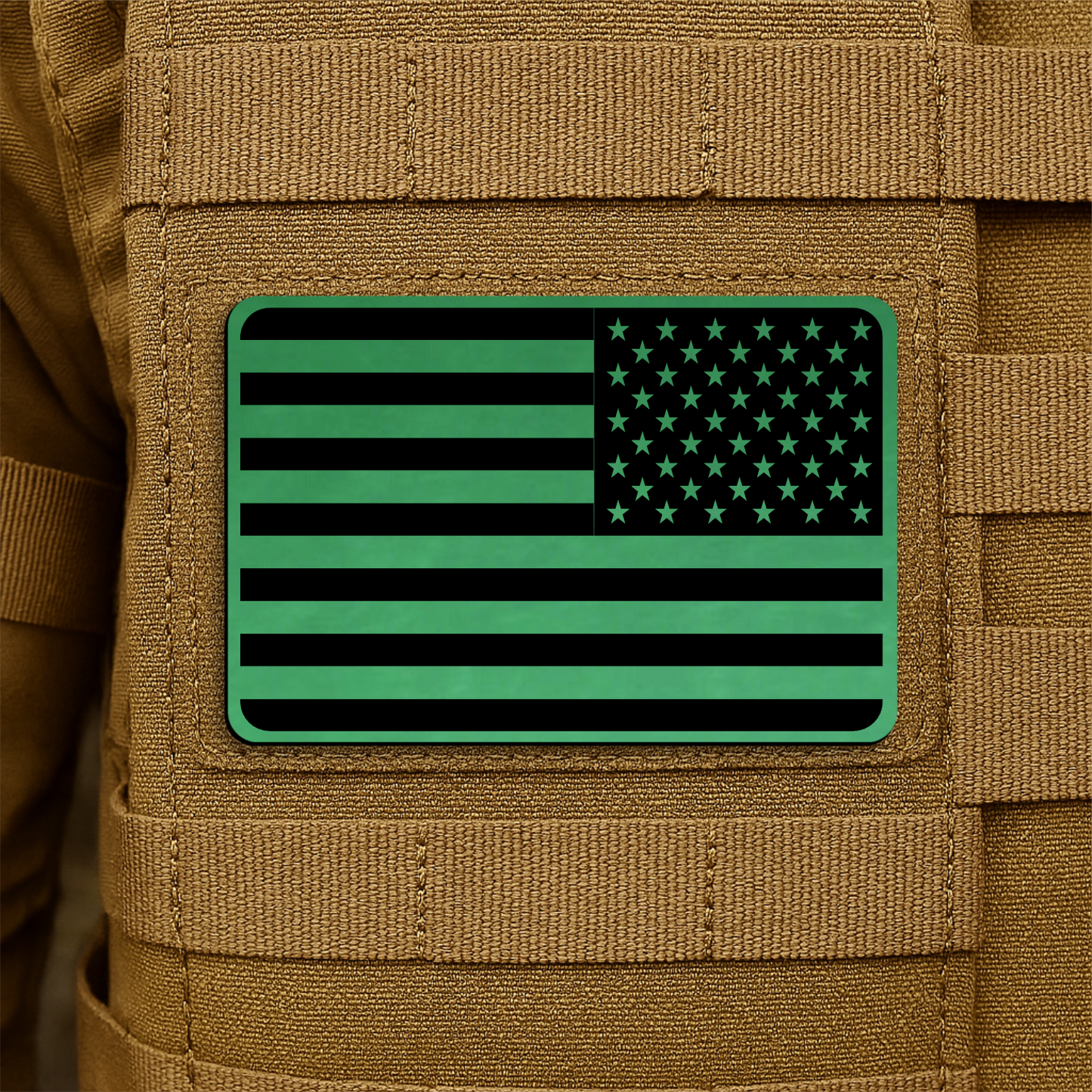 Reversed American Flag Tactical Engraved Patch 2"x3" Hook & Loop | Made in USA