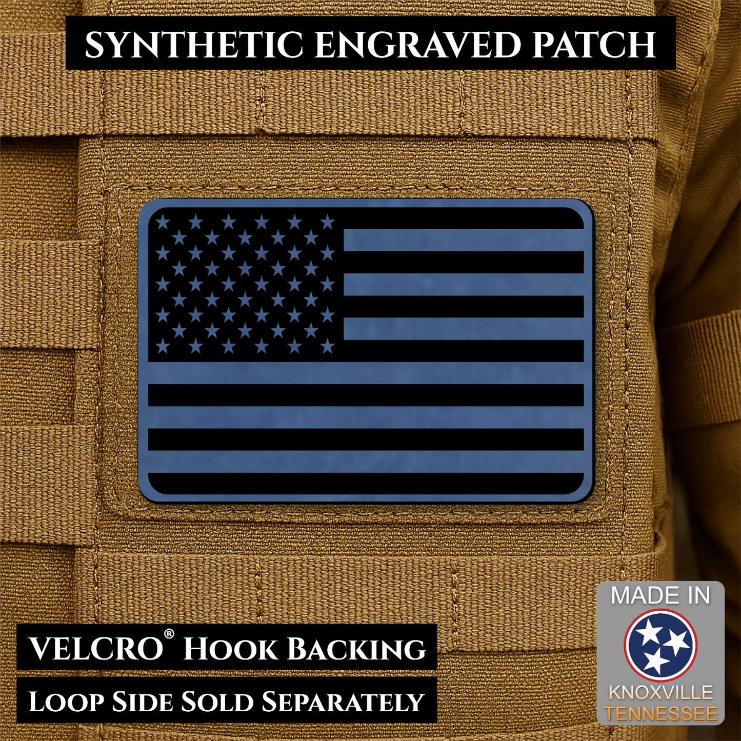 Tactical Synthetic American Flag Patch | Made in USA | VELCRO® Brand Hook Backing