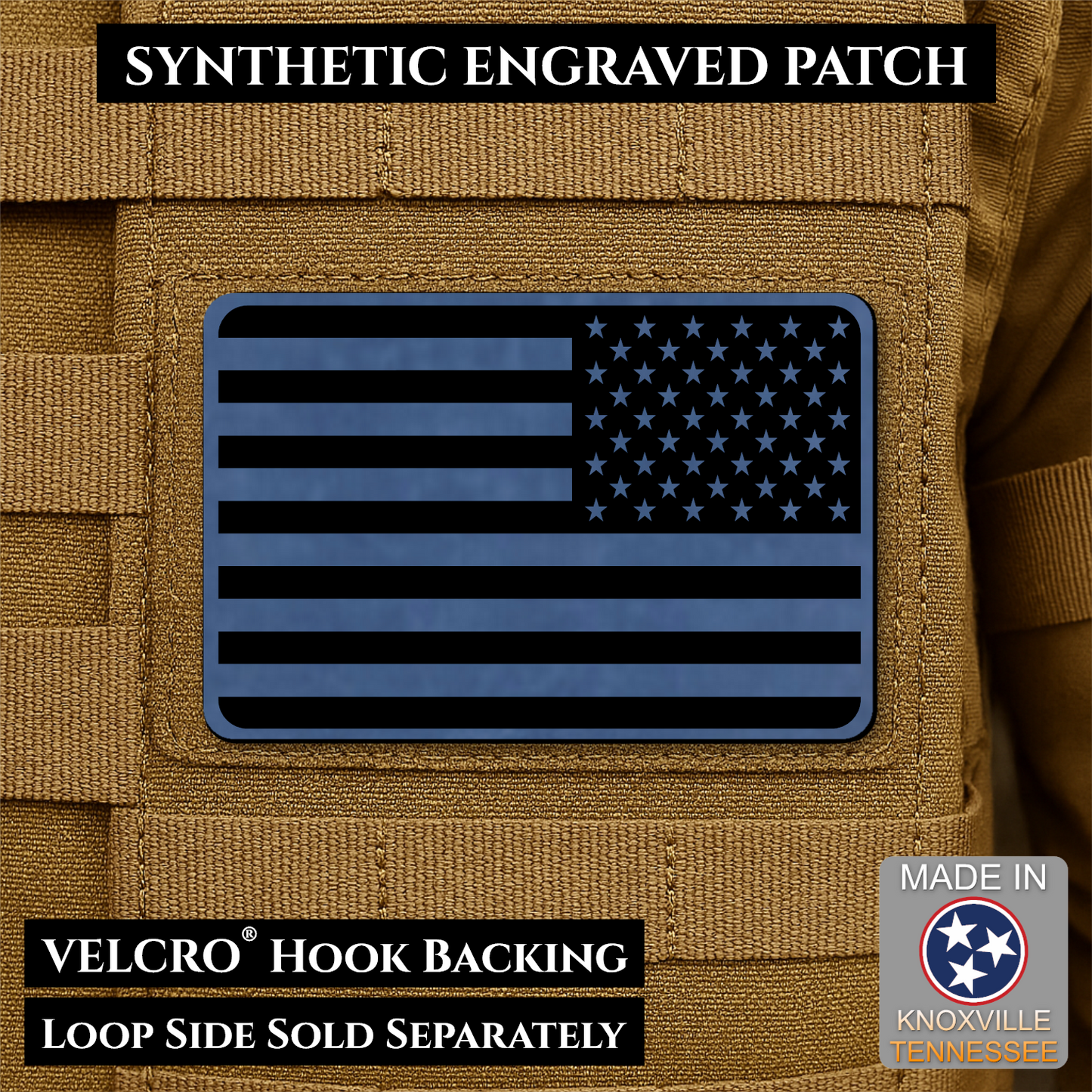 Tactical Synthetic American Flag Patch | Made in USA | VELCRO® Brand Hook Backing