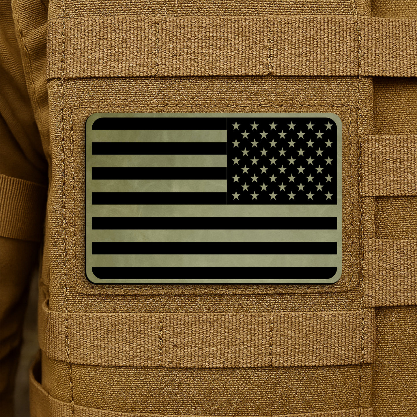 Reversed American Flag Tactical Engraved Patch 2"x3" Hook & Loop | Made in USA