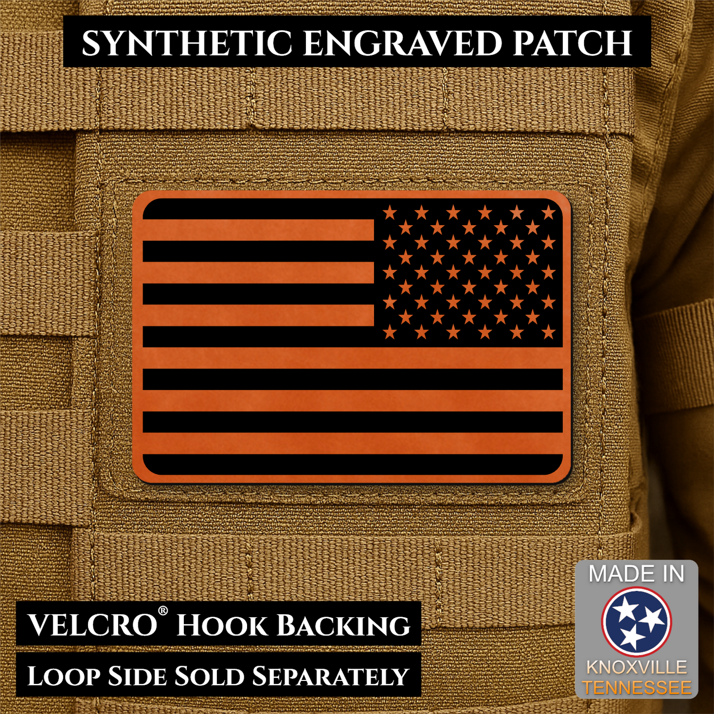 Tactical Synthetic American Flag Patch | Made in USA | VELCRO® Brand Hook Backing