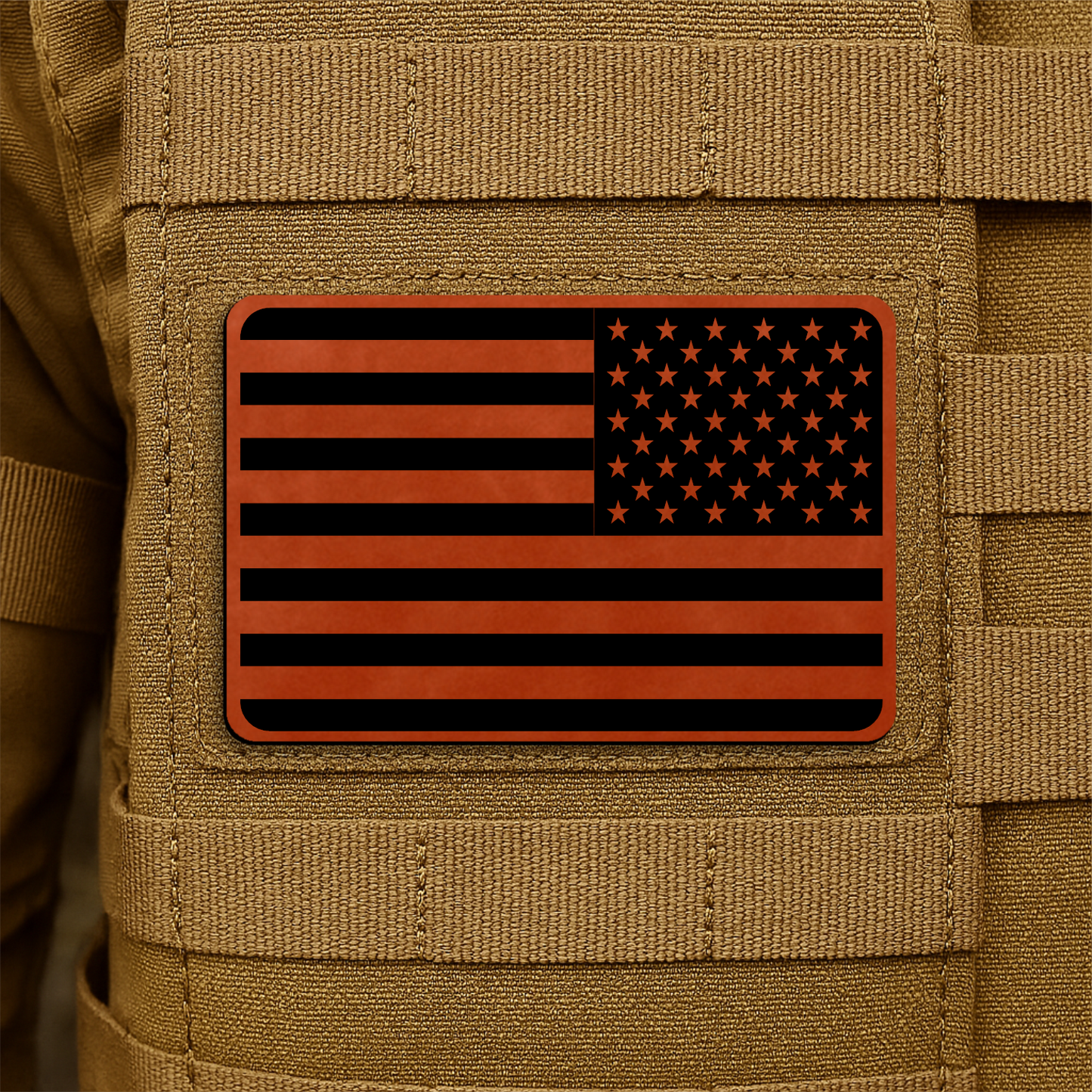 Reversed American Flag Tactical Engraved Patch 2"x3" Hook & Loop | Made in USA