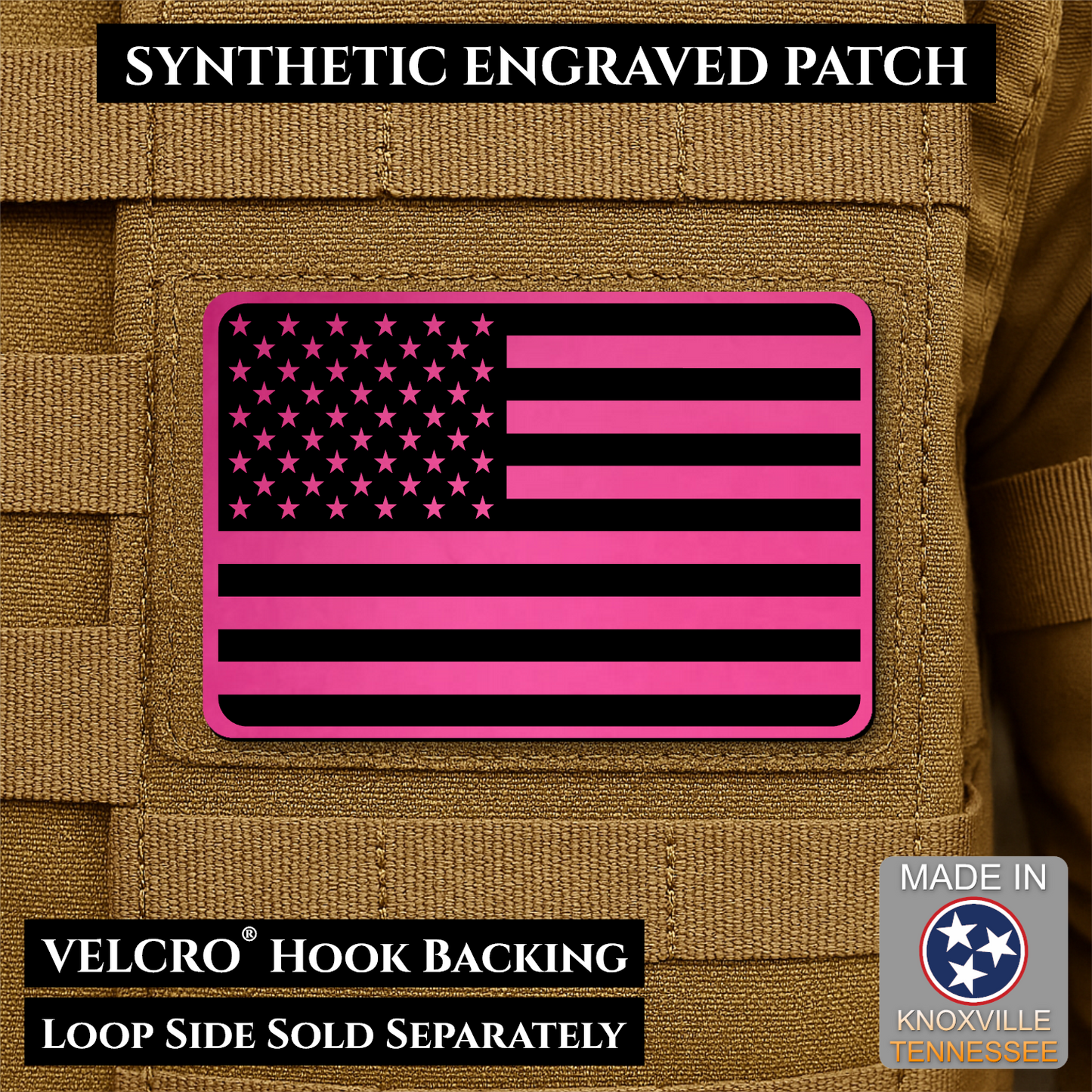 Tactical Synthetic American Flag Patch | Made in USA | VELCRO® Brand Hook Backing