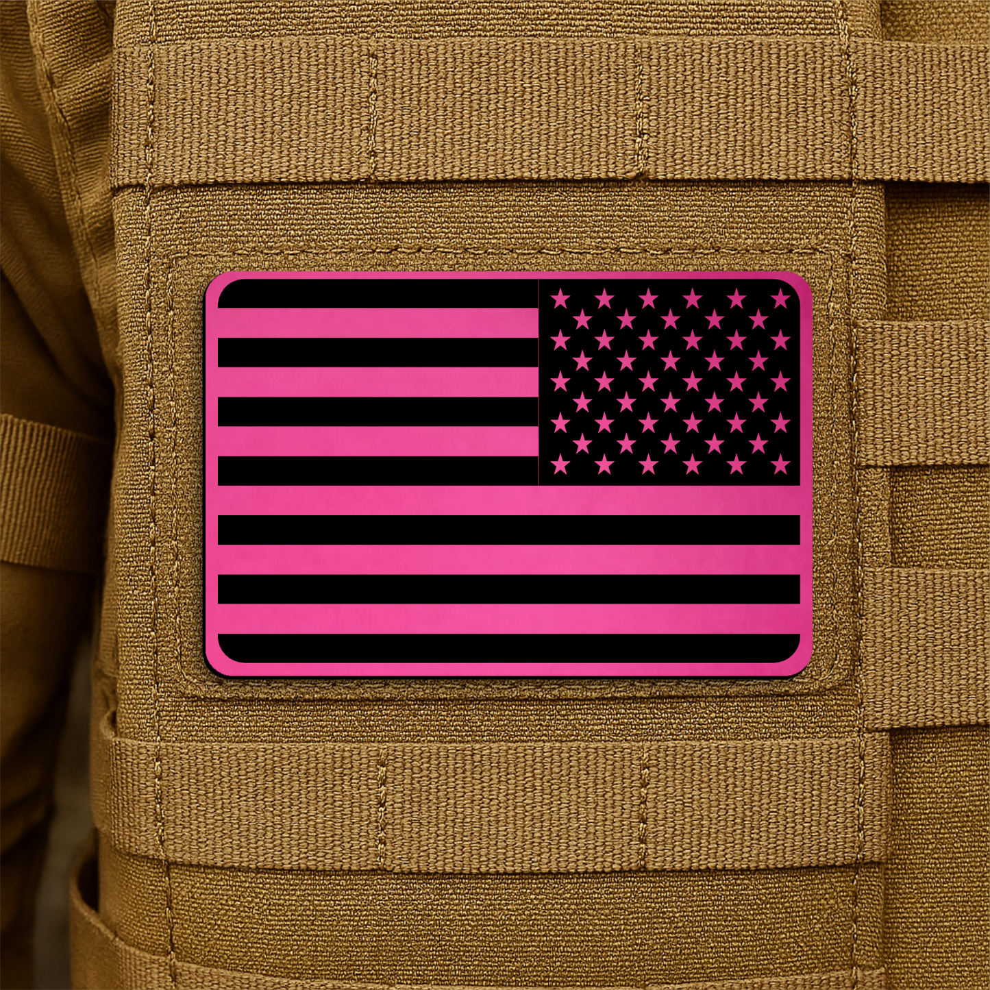 Reversed American Flag Tactical Engraved Patch 2"x3" Hook & Loop | Made in USA