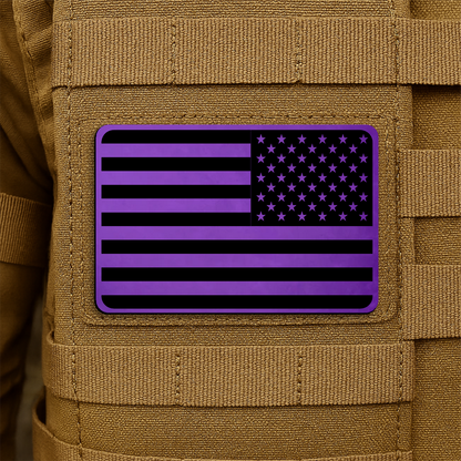 Reversed American Flag Tactical Engraved Patch 2"x3" Hook & Loop | Made in USA