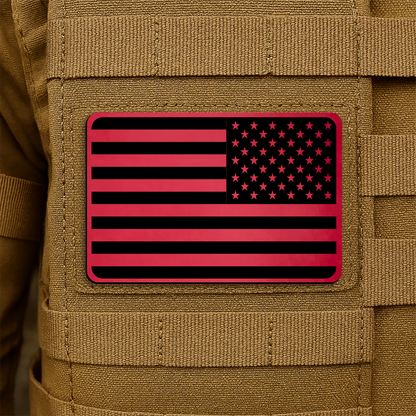 Reversed American Flag Tactical Engraved Patch 2"x3" Hook & Loop | Made in USA