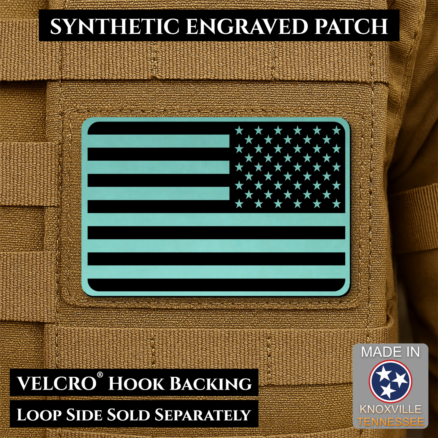 Tactical Synthetic American Flag Patch | Made in USA | VELCRO® Brand Hook Backing