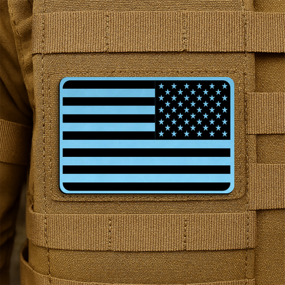 Reversed American Flag Tactical Engraved Patch 2"x3" Hook & Loop | Made in USA
