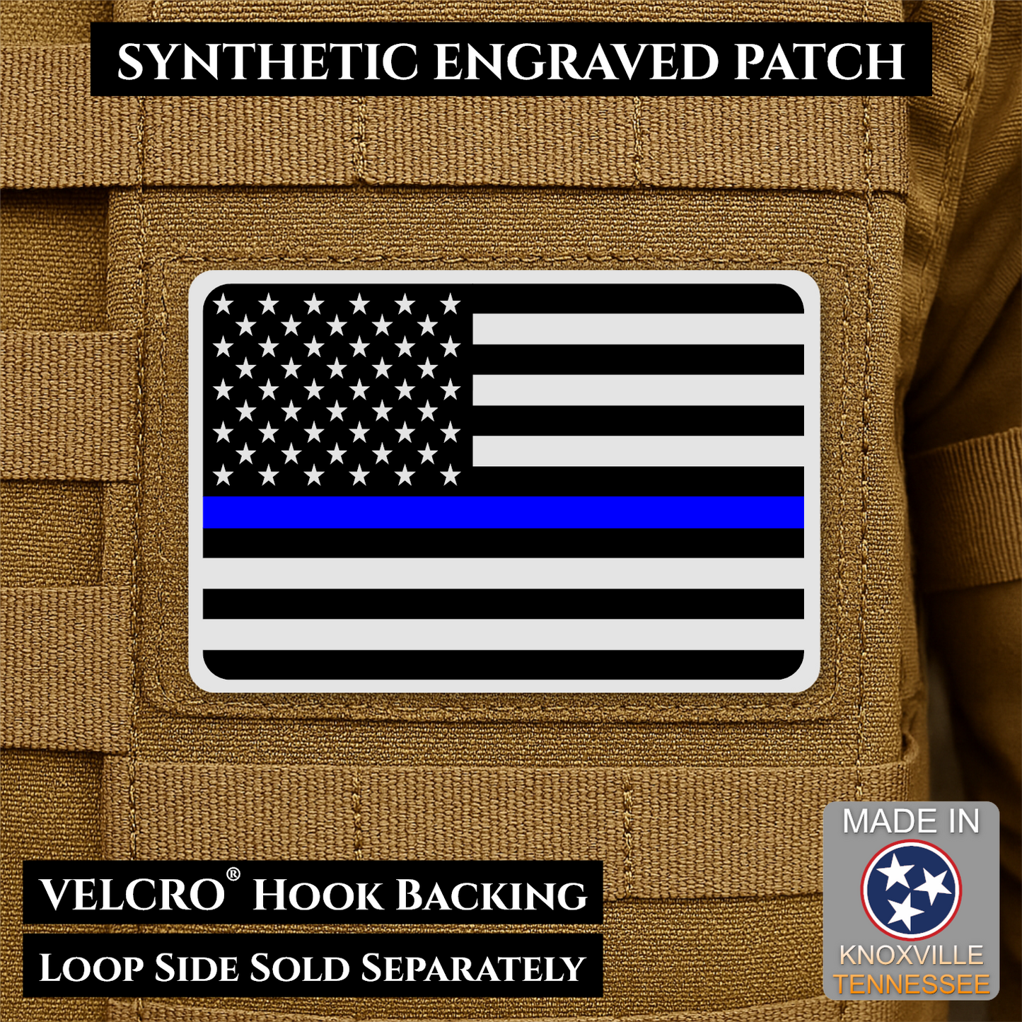 Tactical Synthetic American Flag Patch | Made in USA | VELCRO® Brand Hook Backing