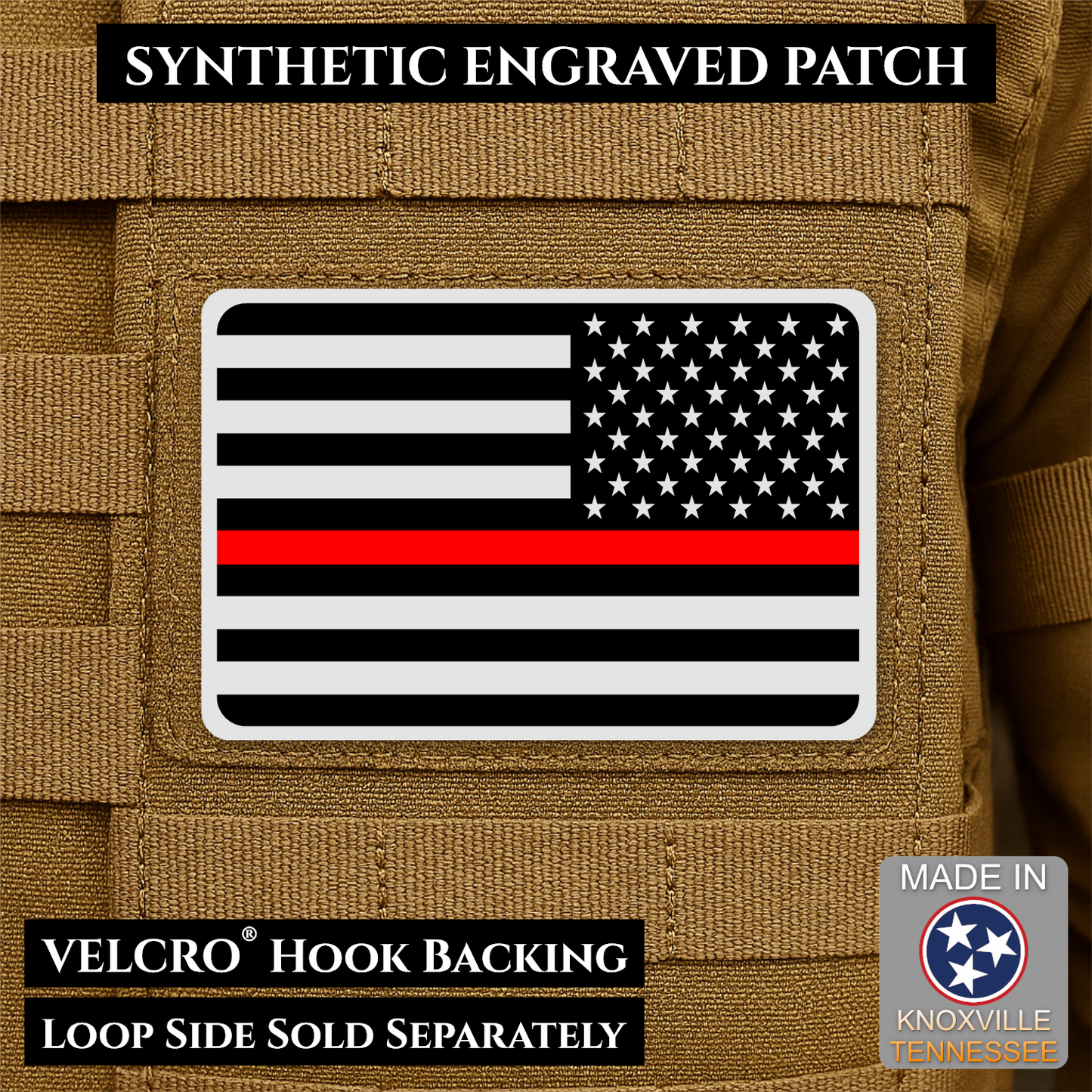 Tactical Synthetic American Flag Patch | Made in USA | VELCRO® Brand Hook Backing