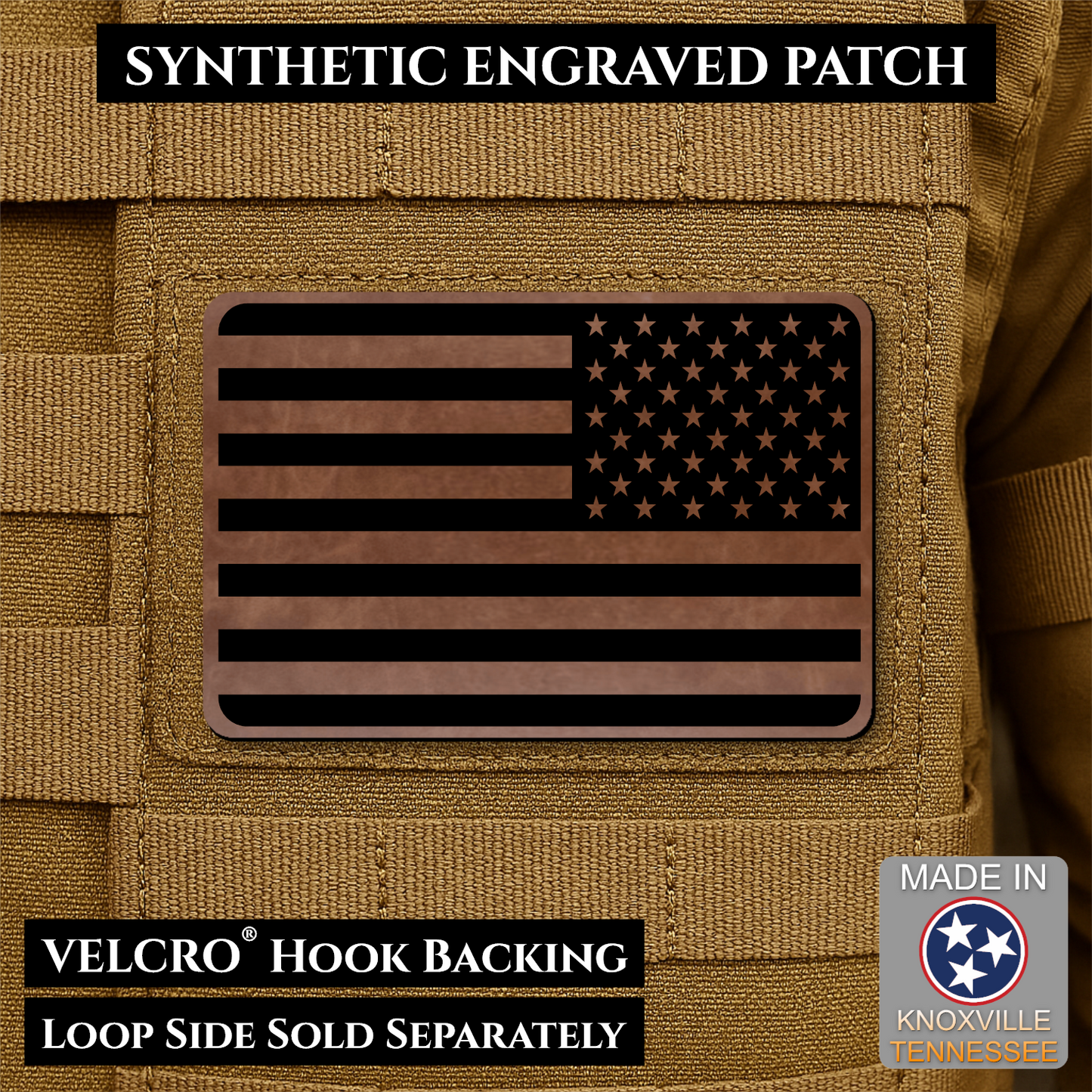 Tactical Synthetic American Flag Patch | Made in USA | VELCRO® Brand Hook Backing