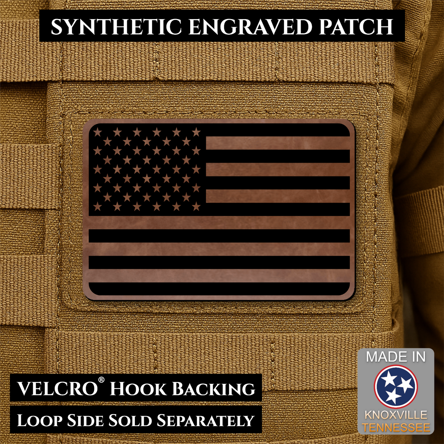 Tactical Synthetic American Flag Patch | Made in USA | VELCRO® Brand Hook Backing