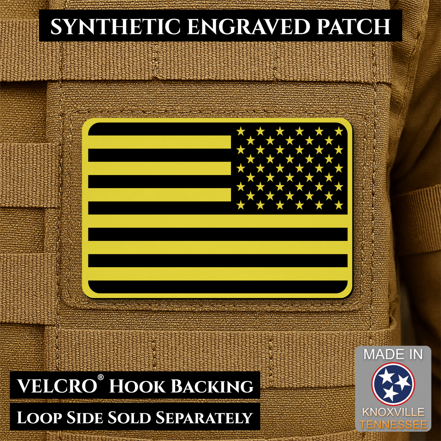 Tactical Synthetic American Flag Patch | Made in USA | VELCRO® Brand Hook Backing