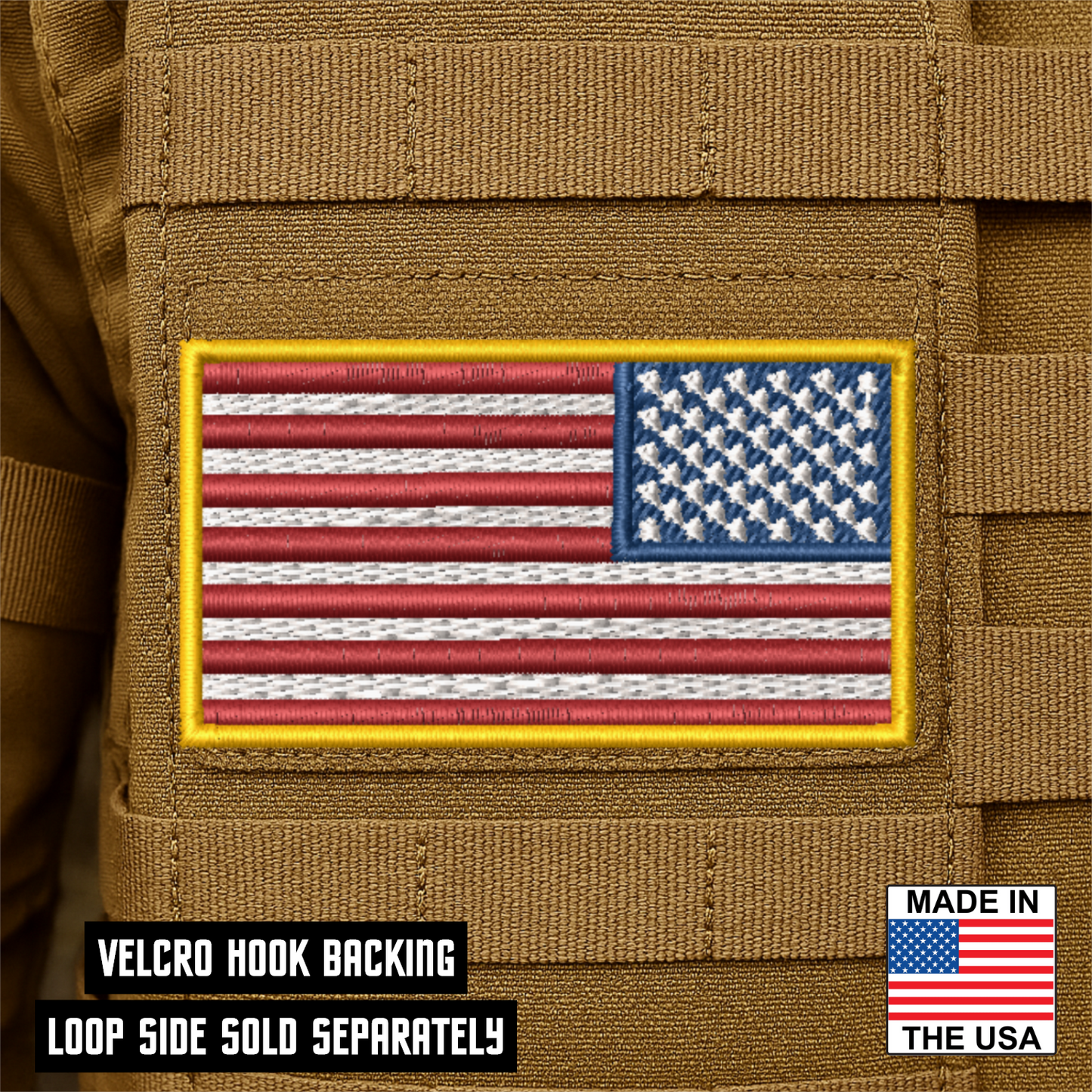 Reverse American Flag Full Color Patch 2"x3.5" Hook & Loop | Made in USA