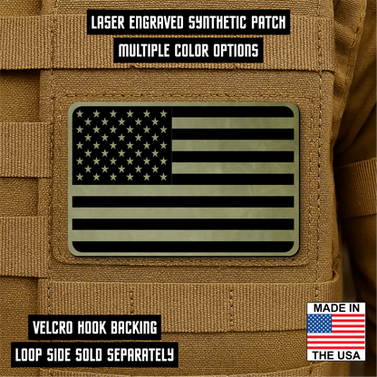 American Flag Tactical Engraved Patch 2"x3" Hook & Loop | Made in USA
