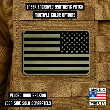 Reversed American Flag Tactical Engraved Patch 2"x3" Hook & Loop | Made in USA