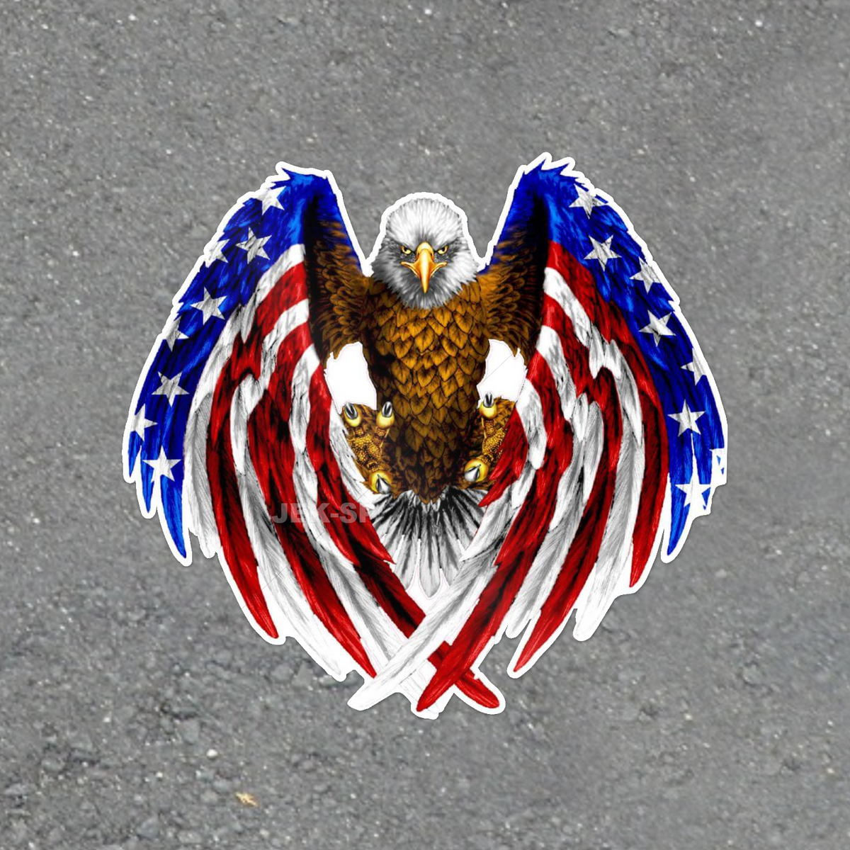 American Flag Bald Eagle glossy vinyl laptop sticker