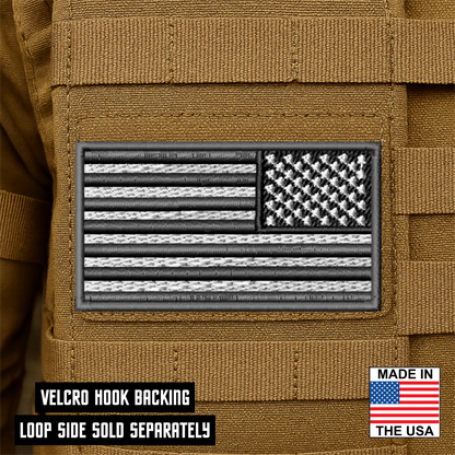 Tactical Gray American Flag Embroidered Patch | Made in USA