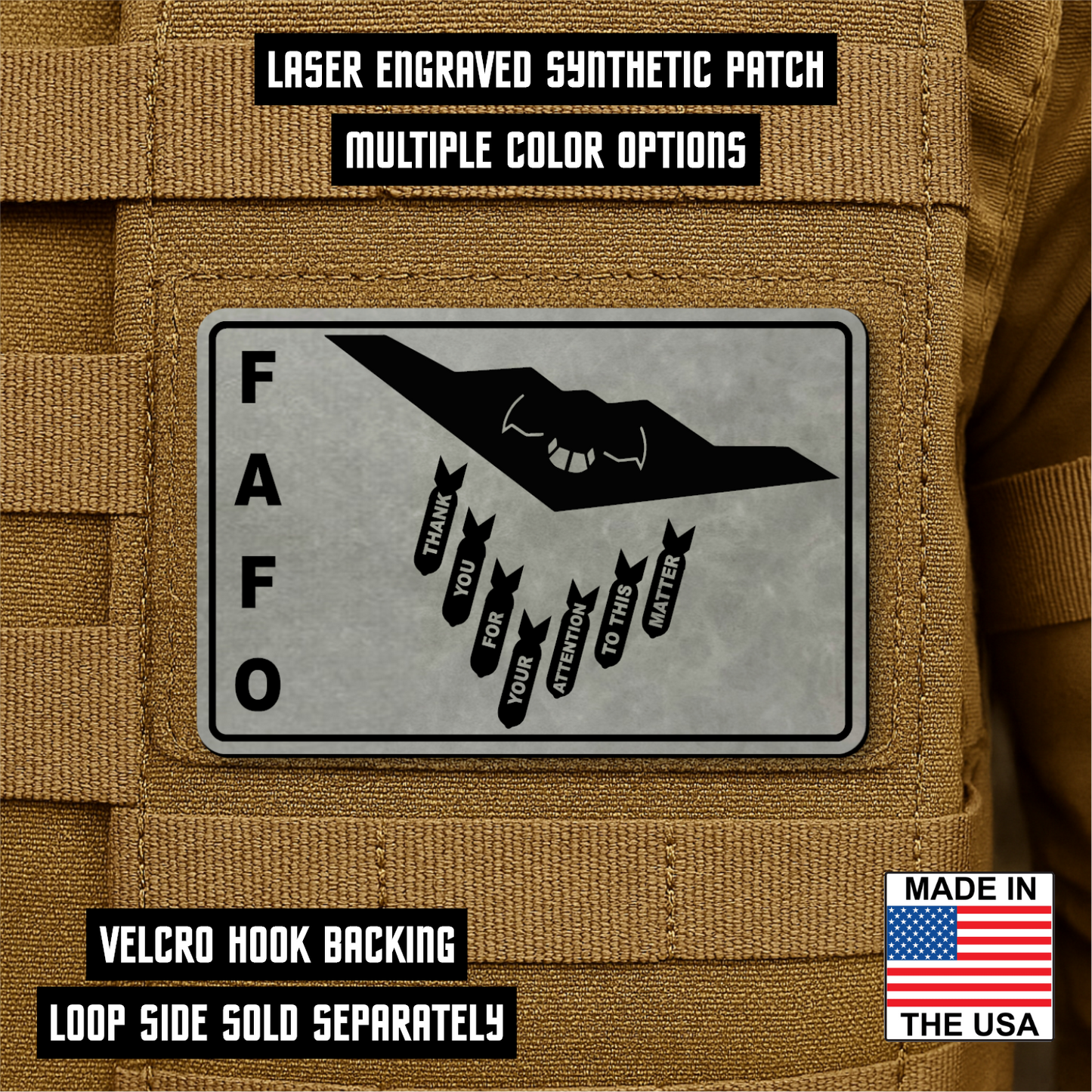Thank You For Your Attention To This Matter B2 Bomber Funny Morale Patch 2"x3" Hook & Loop | Made in USA