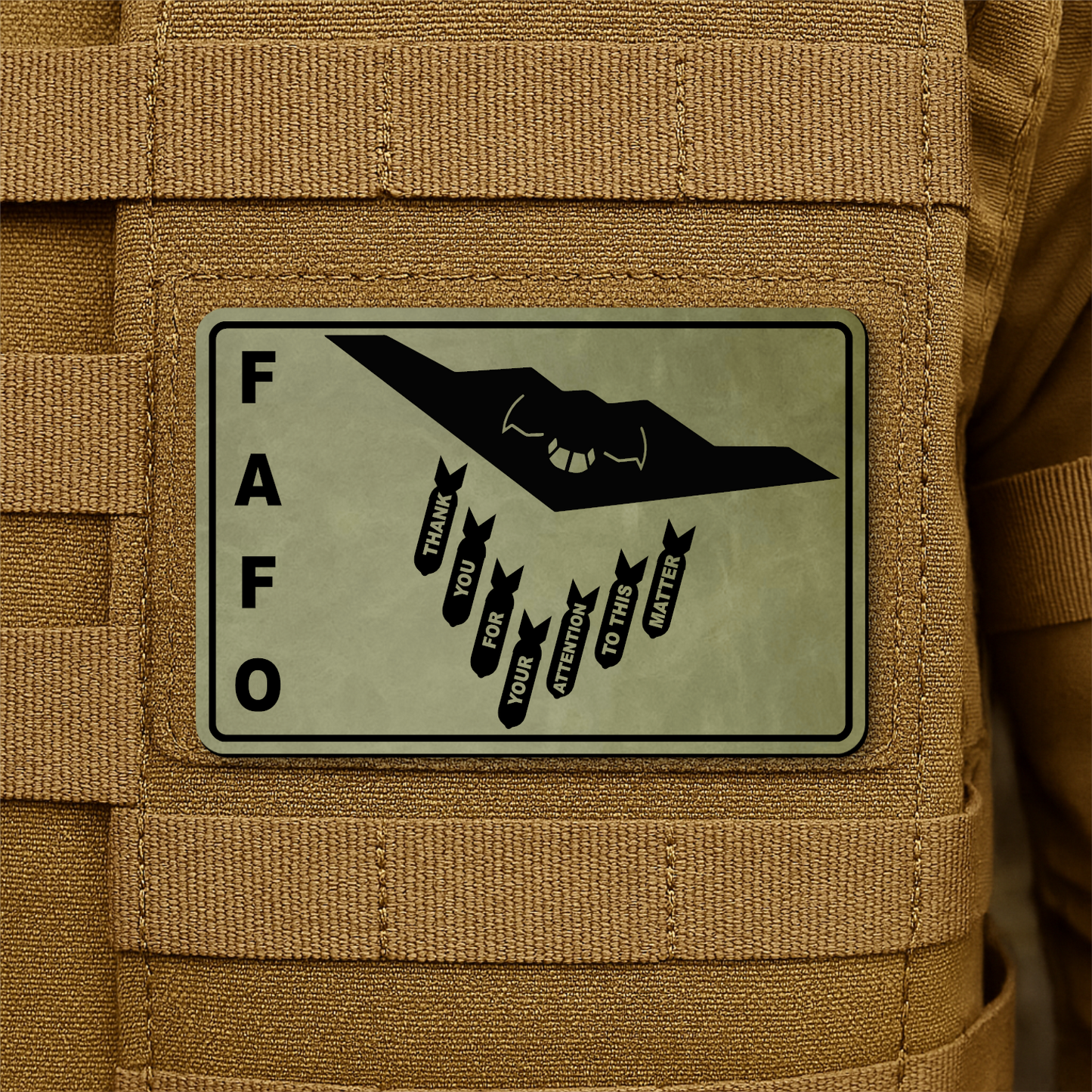 Thank You For Your Attention To This Matter B2 Bomber Funny Morale Patch 2"x3" Hook & Loop | Made in USA
