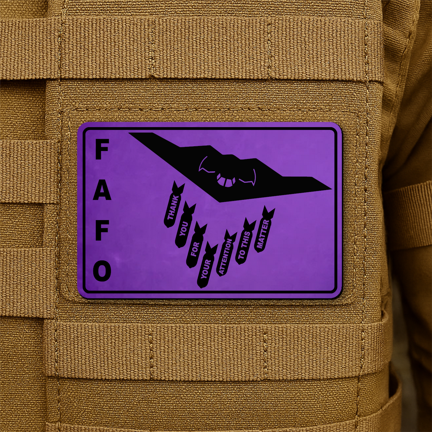 Thank You For Your Attention To This Matter B2 Bomber Funny Morale Patch 2"x3" Hook & Loop | Made in USA