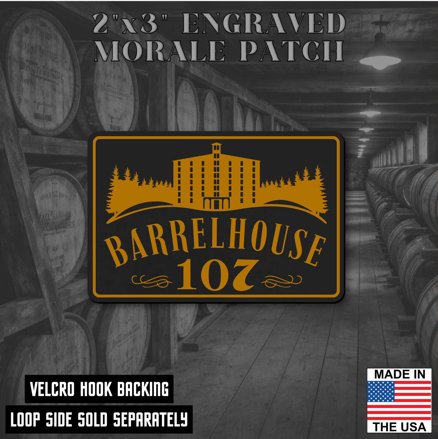 Barrelhouse 107 Engraved Morale Patch 2"x3" Hook & Loop | Made in the USA