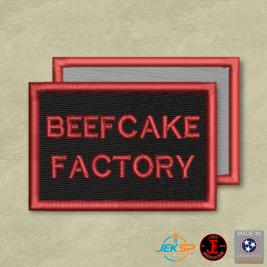 Beefcake Factory Funny Morale Patch | Made in USA | VELCRO® Brand Hook Backing