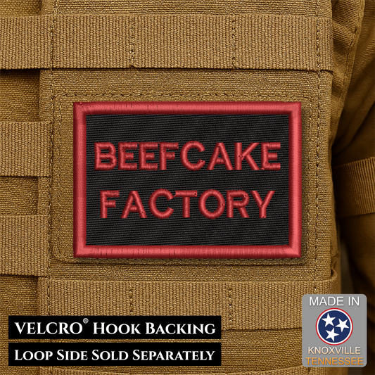 Beefcake Factory Funny Morale Patch | Made in USA | VELCRO® Brand Hook Backing