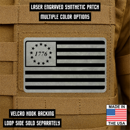 1776 American Flag Tactical Engraved Patch 2"x3" Hook & Loop | Made in USA