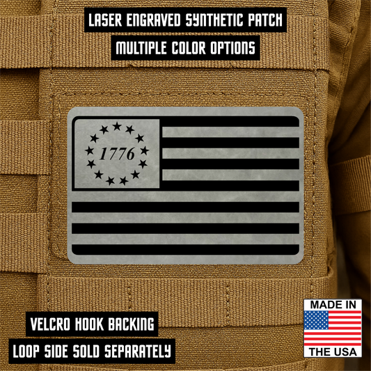 1776 American Flag Tactical Engraved Patch 2"x3" Hook & Loop | Made in USA