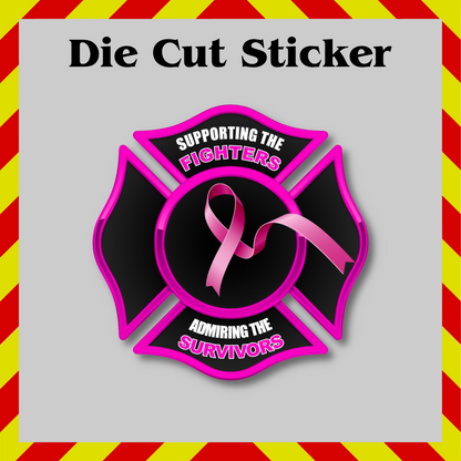 Firefighter Breast Cancer Awareness Sticker – Pink Ribbon