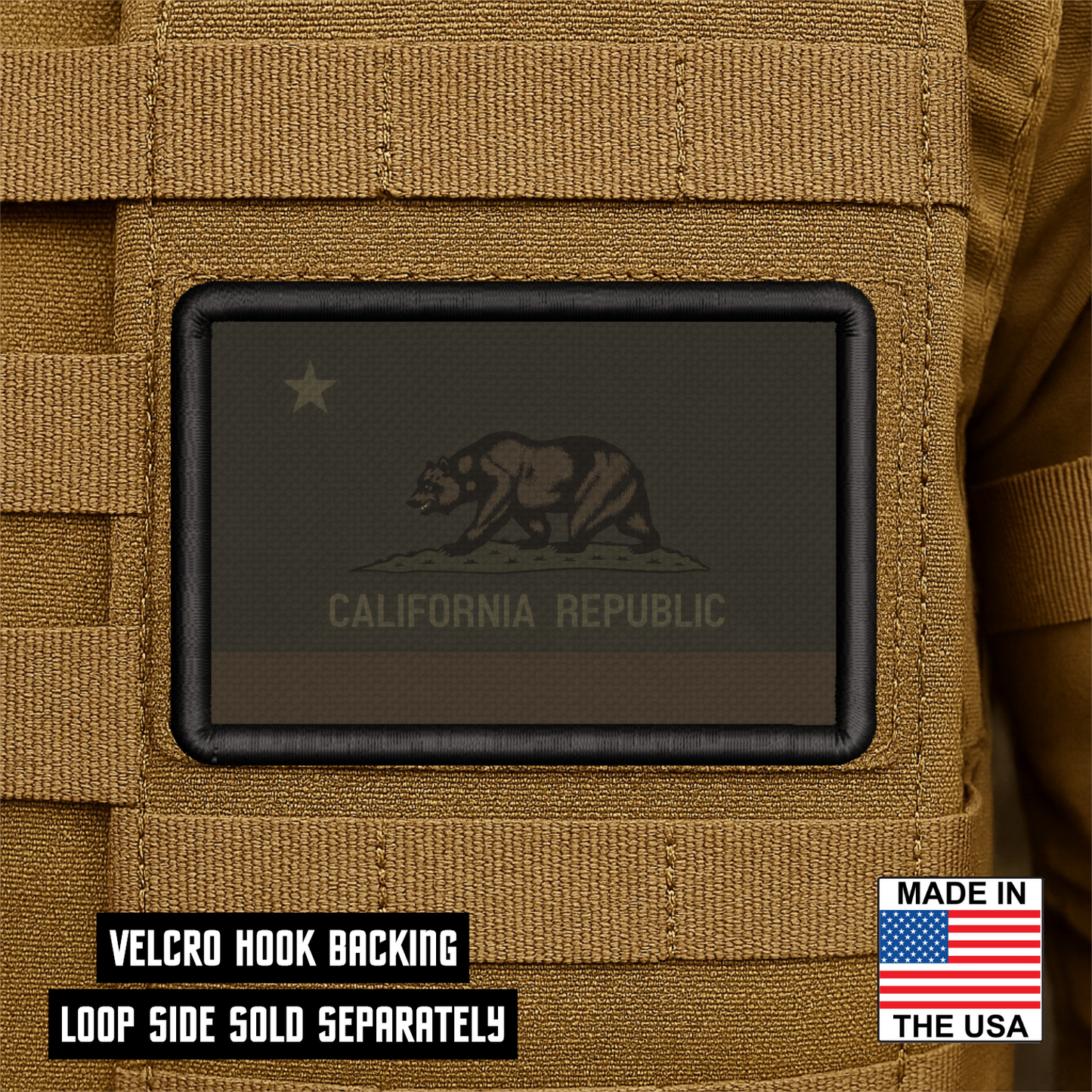 California State Flag Patch 2"x3" Hook & Loop | Made in USA