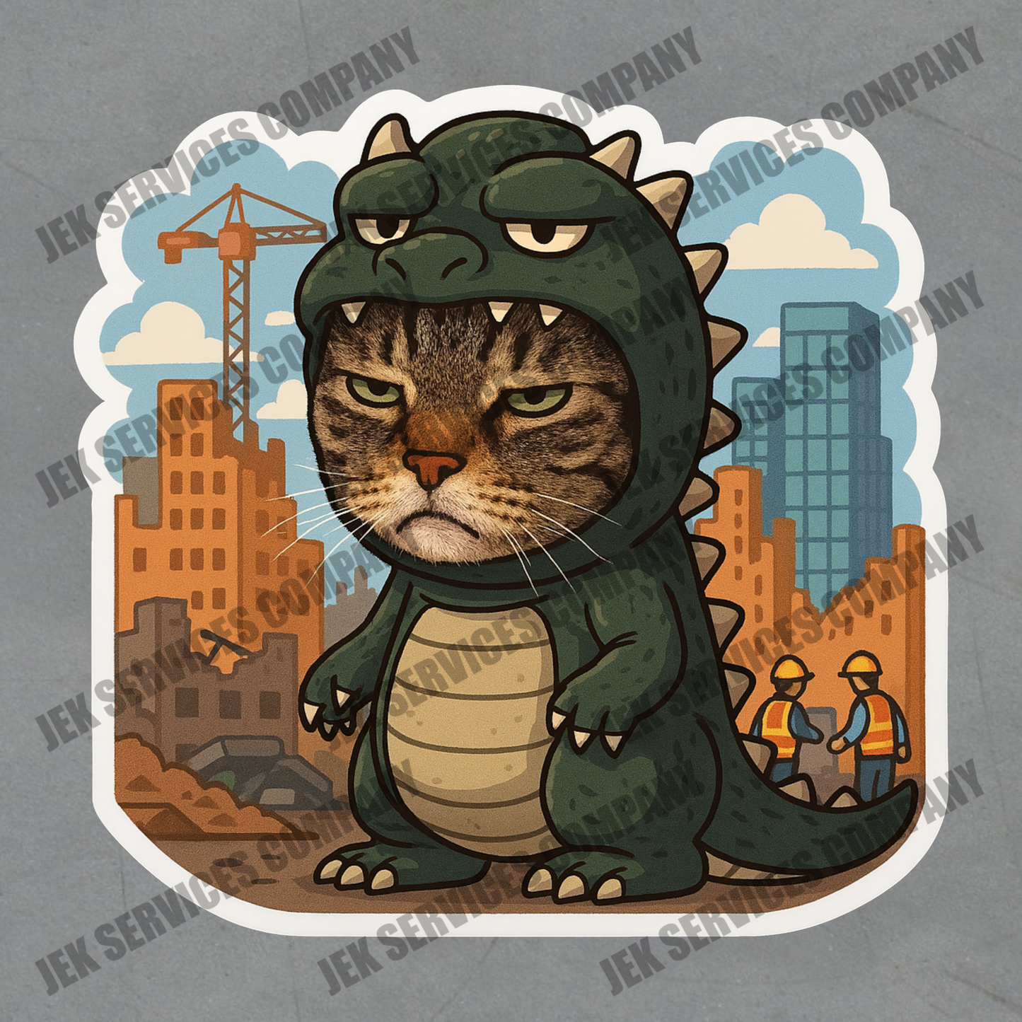Disappointed Cat-zilla Sticker – Funny Cat Vinyl Decal, Waterproof Monster Cat Sticker