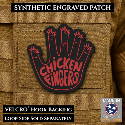 Chicken Fingers Funny Morale Patch, 2.5" | Made in USA | VELCRO® Brand Hook Backing