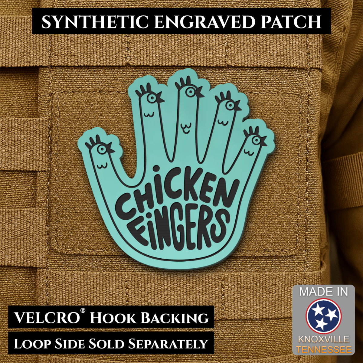Chicken Fingers Funny Morale Patch, 2.5" | Made in USA | VELCRO® Brand Hook Backing