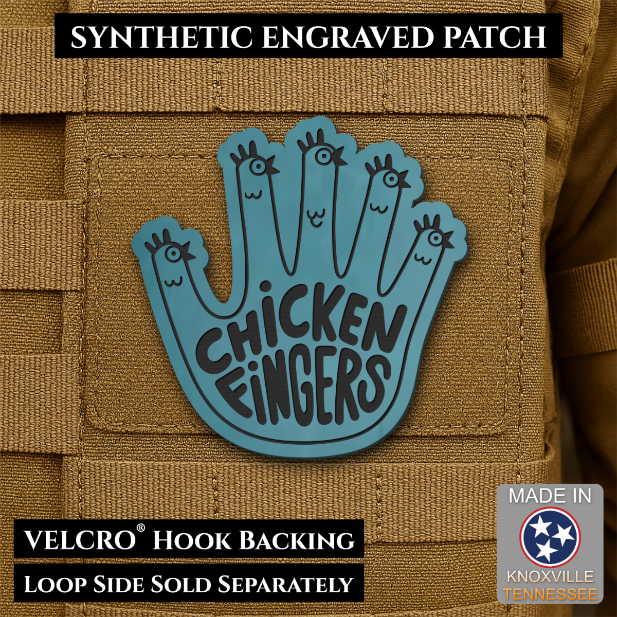 Chicken Fingers Funny Morale Patch, 2.5" | Made in USA | VELCRO® Brand Hook Backing