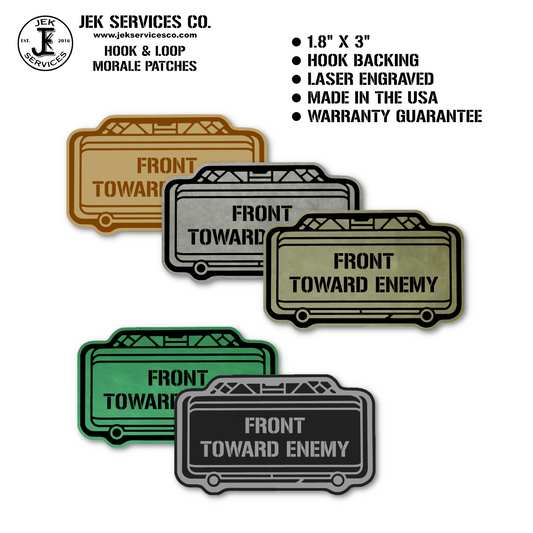 Claymore Mine “Front Toward Enemy” Engraved Morale Patch – 1.8” x 3” Hook & Loop Tactical Patch | Made in USA