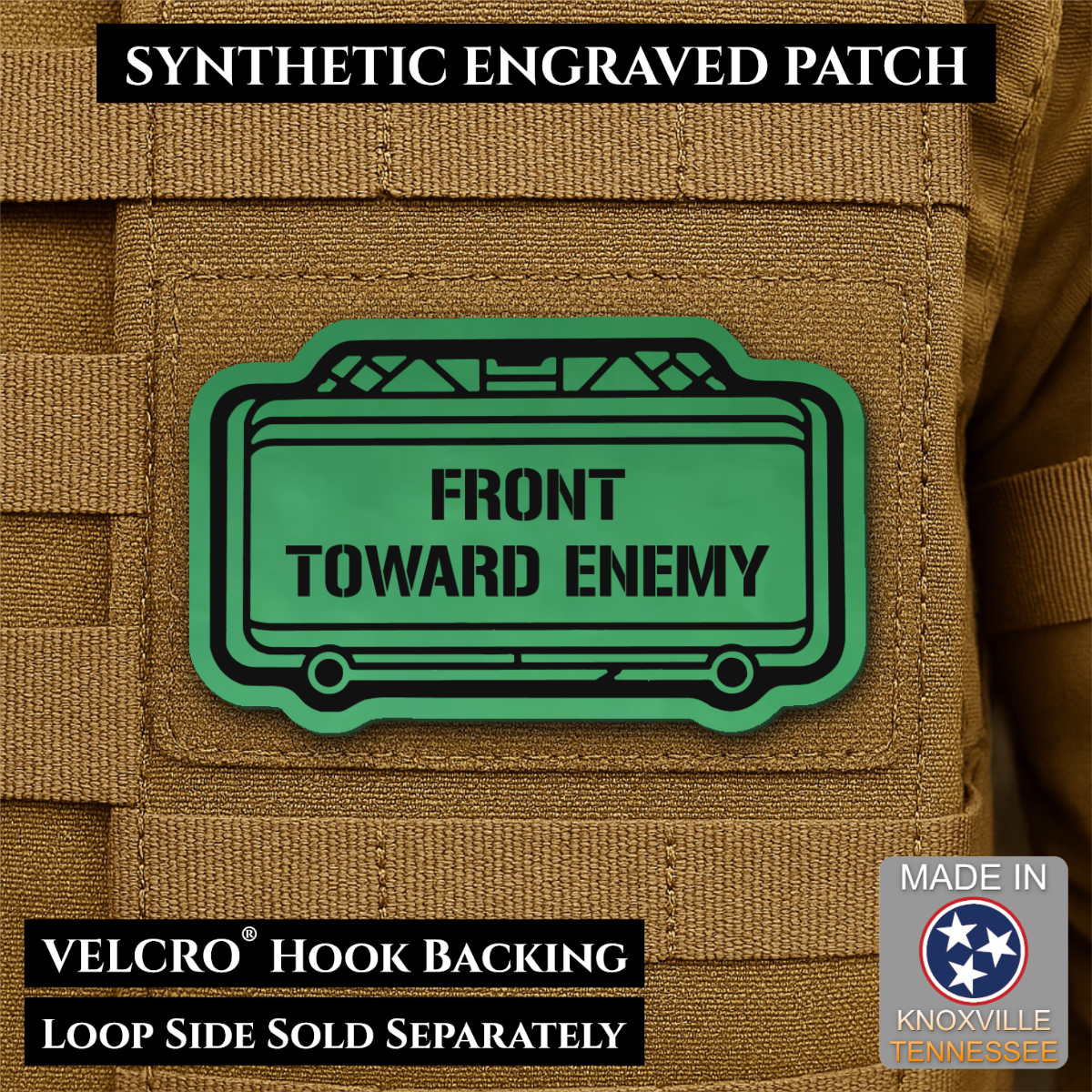 Claymore Mine “Front Toward Enemy” Funny Morale Patch | Made in USA | VELCRO® Brand Hook Backing