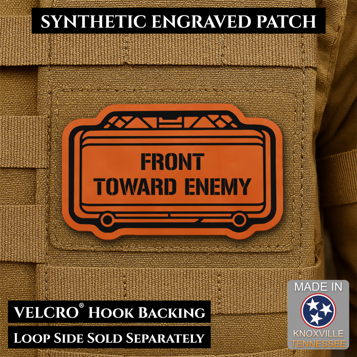 Claymore Mine “Front Toward Enemy” Funny Morale Patch | Made in USA | VELCRO® Brand Hook Backing