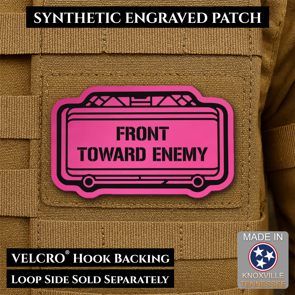 Claymore Mine “Front Toward Enemy” Funny Morale Patch | Made in USA | VELCRO® Brand Hook Backing