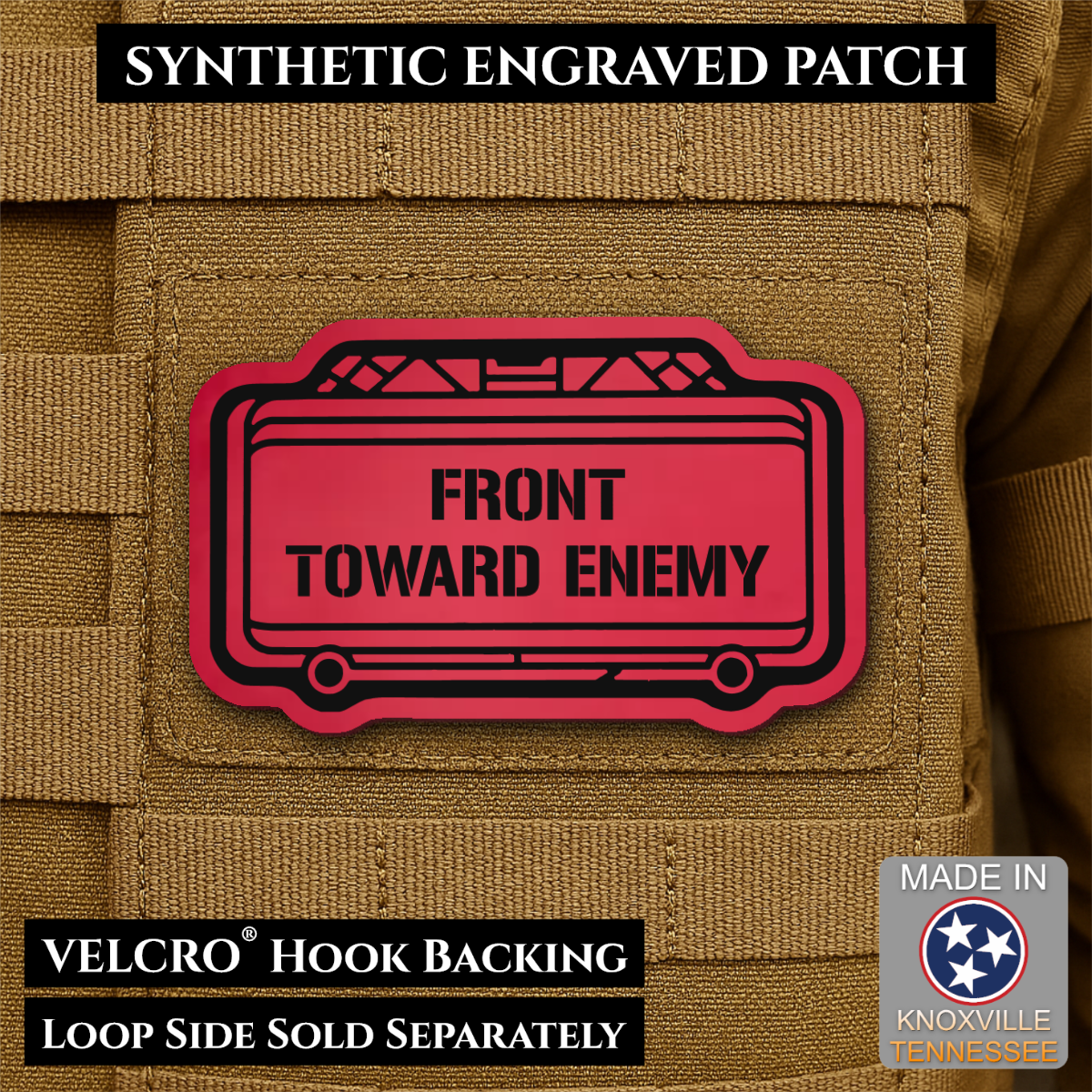 Claymore Mine “Front Toward Enemy” Funny Morale Patch | Made in USA | VELCRO® Brand Hook Backing