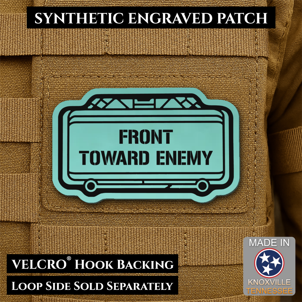 Claymore Mine “Front Toward Enemy” Funny Morale Patch | Made in USA | VELCRO® Brand Hook Backing