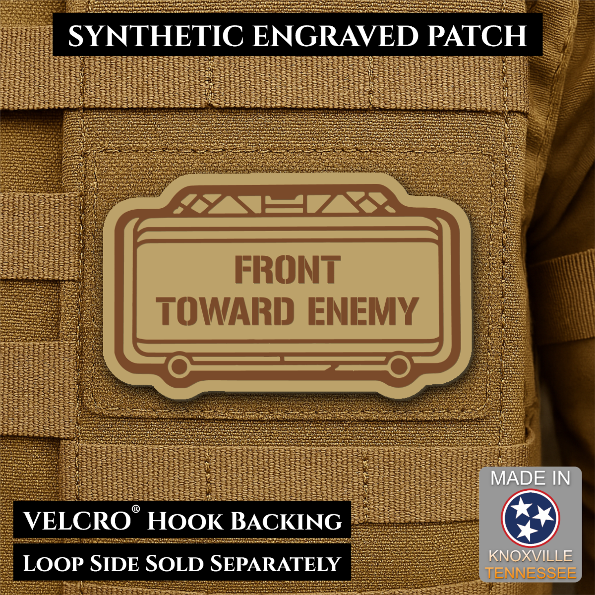 Claymore Mine “Front Toward Enemy” Funny Morale Patch | Made in USA | VELCRO® Brand Hook Backing