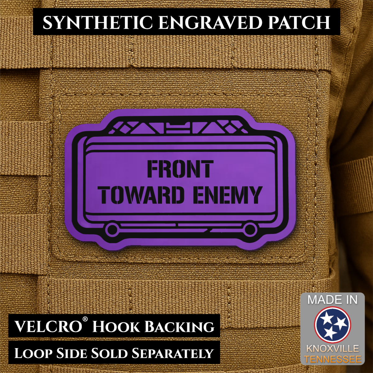 Claymore Mine “Front Toward Enemy” Funny Morale Patch | Made in USA | VELCRO® Brand Hook Backing