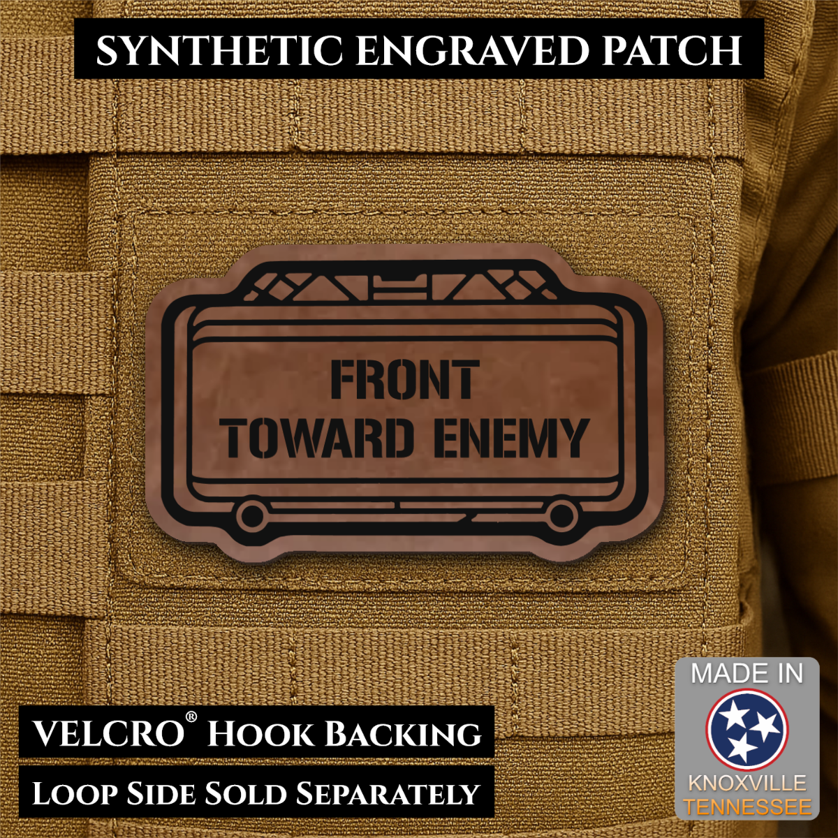Claymore Mine “Front Toward Enemy” Funny Morale Patch | Made in USA | VELCRO® Brand Hook Backing